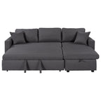 Convertible L-Shaped Sectional Sofa with Pull-Out Bed and Storage Space, 2 Tossing Cushions