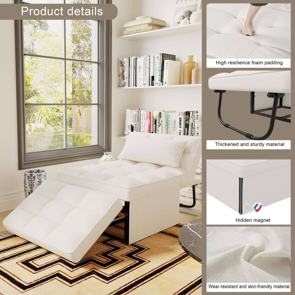 Canapé-lit convertible, fauteuil, pouf pliant, fauteuils inclinables pour salon