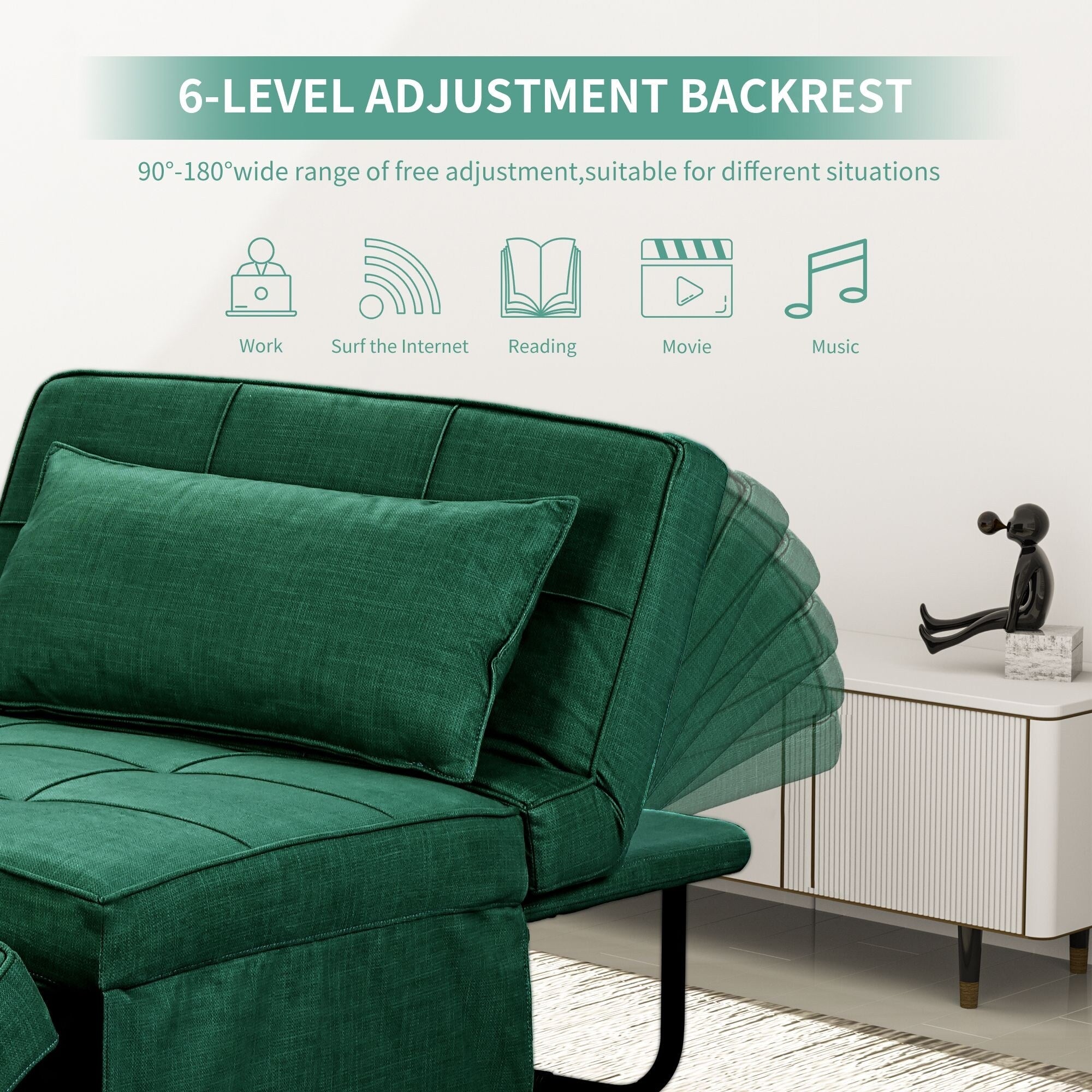 Canapé-lit convertible, fauteuil, pouf pliant, fauteuils inclinables pour salon