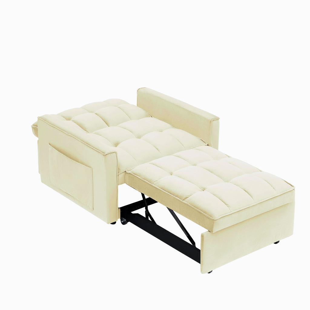 Convertible Sofa Bed with Adjustable Back and Wheel