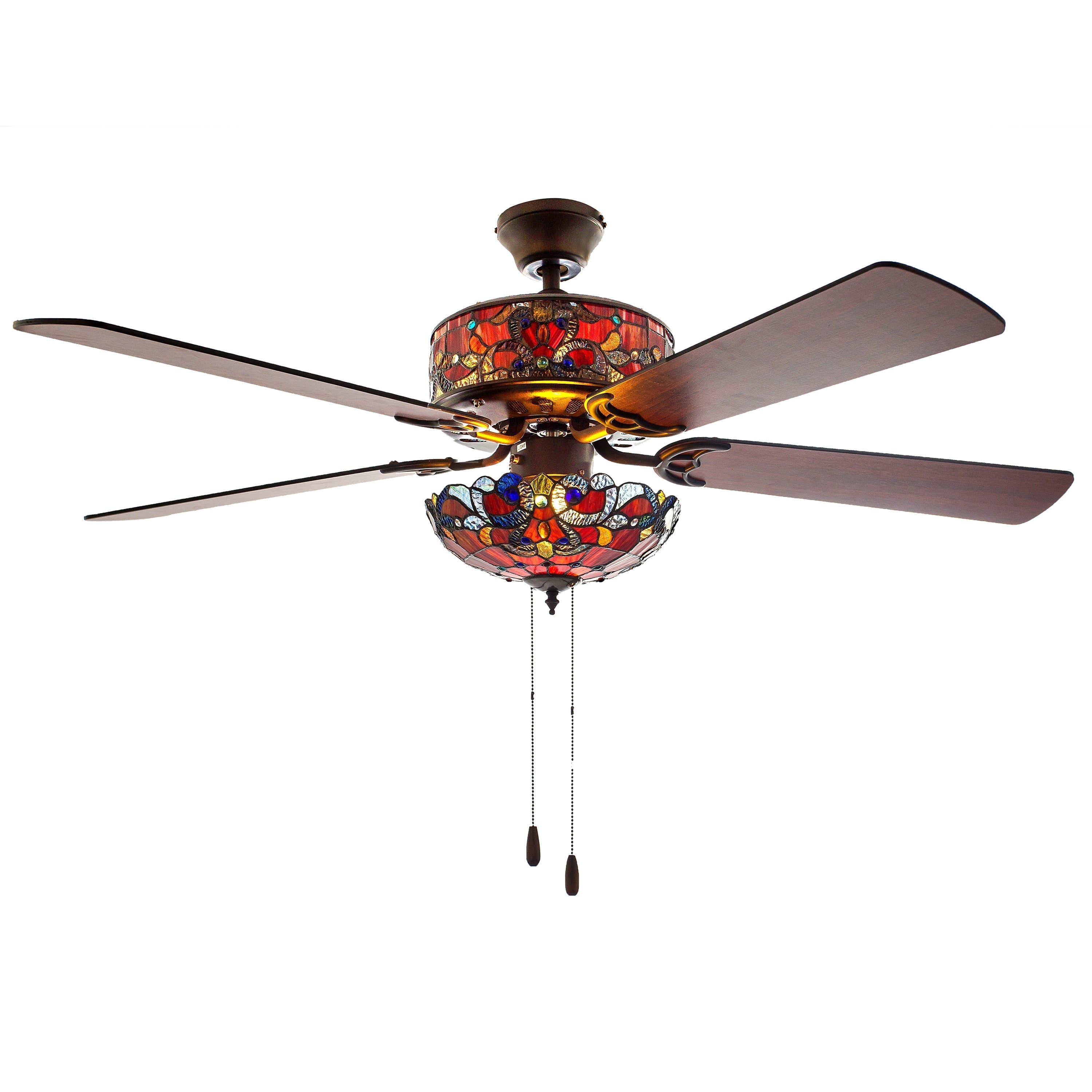 Ventilateur de plafond Copper Grove Guasipati 52 pouces style Tiffany Magna Carta - 52 po L x 52 po l x 16,5 po