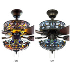 Ventilateur de plafond Copper Grove Guasipati 52 pouces style Tiffany Magna Carta - 52 po L x 52 po l x 16,5 po