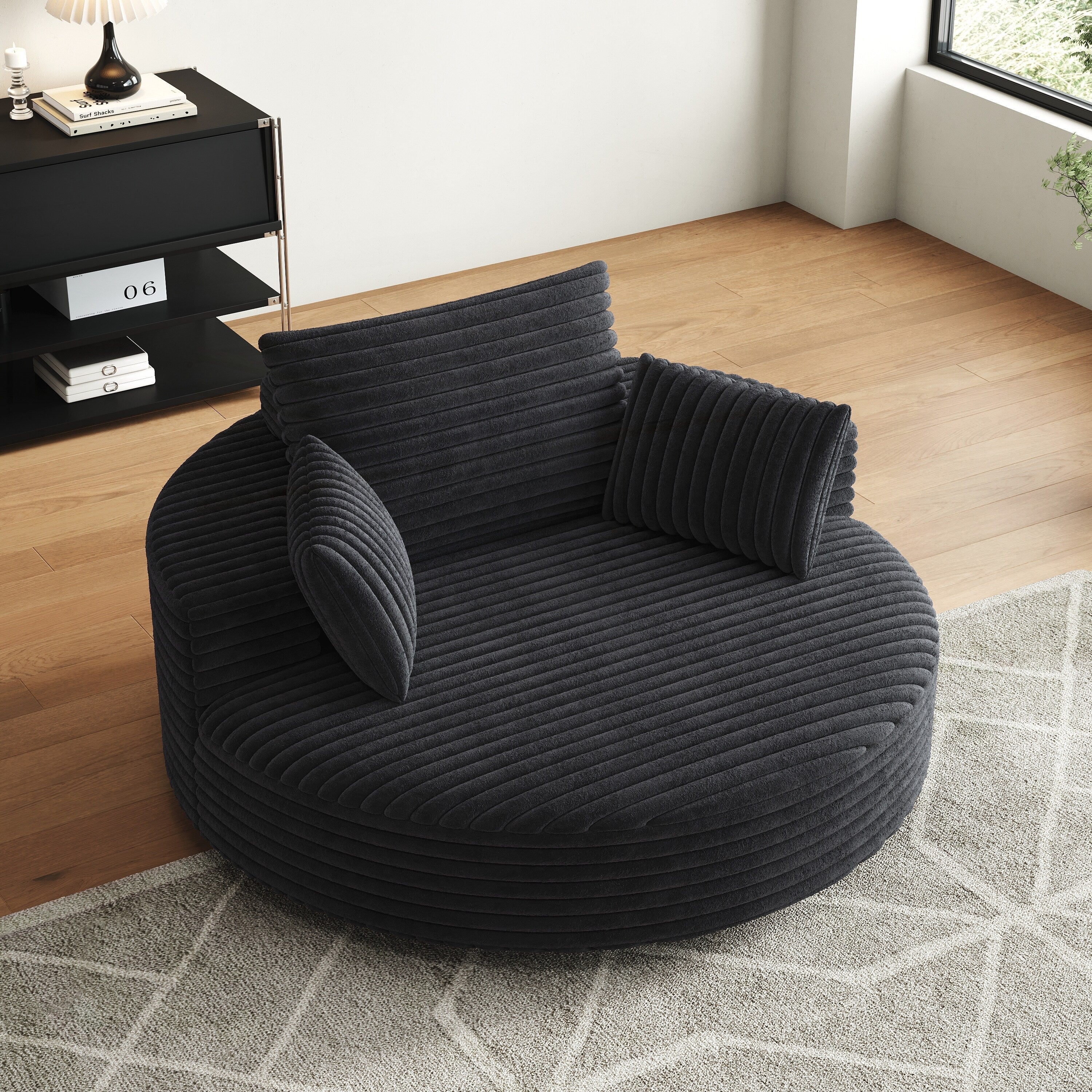 Corduroy Chenille Foam Single Swivel Chair