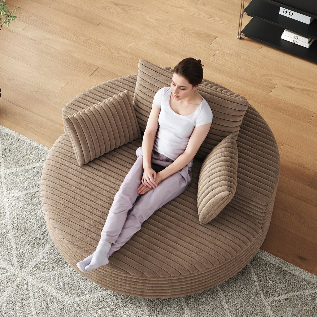Corduroy Chenille Foam Single Swivel Chair