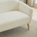 Corduroy Fabric Upholstered 2-Seat Sofa with Wooden Walnut Legs