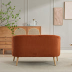 Corduroy Fabric Upholstered 2-Seat Sofa with Wooden Walnut Legs