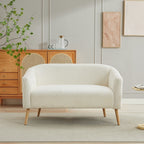 Corduroy Fabric Upholstered 2-Seat Sofa with Wooden Walnut Legs