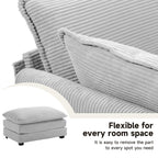 Canapé d'angle en velours côtelé avec poufs amovibles et coussins ultra-doux pour salon et chambre