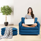 Canapé d'angle en velours côtelé avec poufs amovibles et coussins ultra-doux pour salon et chambre