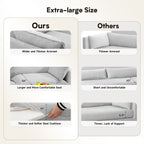 Canapé d'angle en velours côtelé avec poufs amovibles et coussins ultra-doux pour salon et chambre