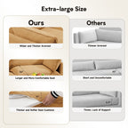 Canapé d'angle en velours côtelé avec poufs amovibles et coussins ultra-doux pour salon et chambre