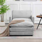 Canapé d'angle en velours côtelé avec poufs amovibles et coussins ultra-doux pour salon et chambre