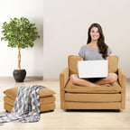 Canapé d'angle en velours côtelé avec poufs amovibles et coussins ultra-doux pour salon et chambre