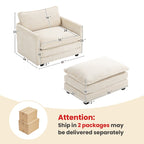 Canapé d'angle en velours côtelé avec poufs amovibles et coussins ultra-doux pour salon et chambre