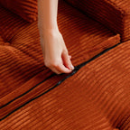 Corduroy Upholstered Memory Foam Sofa With Ottoman Upholstered Bean Bag Couch - 48.4Lx67.7Wx24.4H