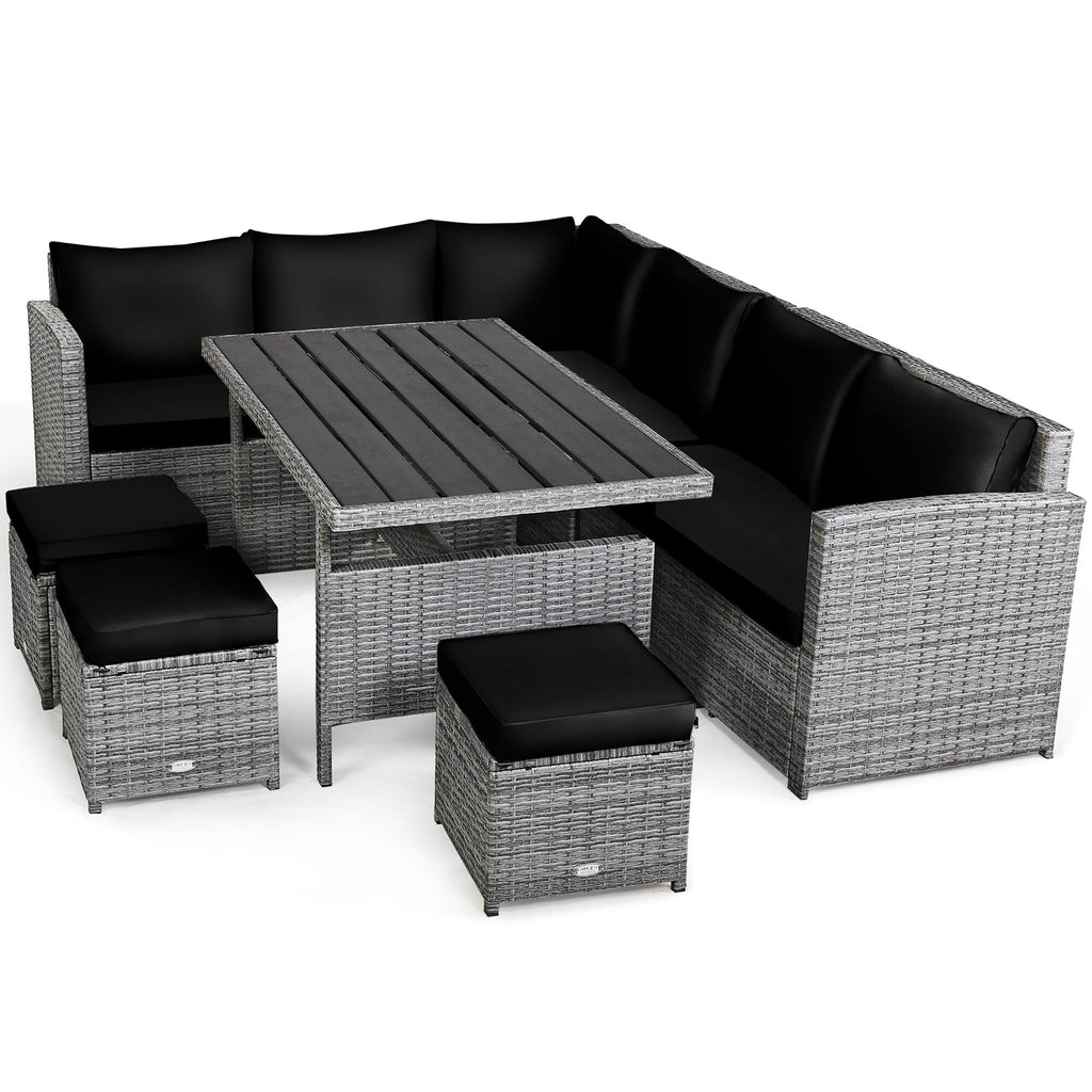 Costway 7 PCS Patio Rattan Dining Set Sectional Sofa Couch Ottoman - See Details