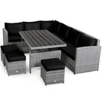 Costway 7 PCS Patio Rattan Dining Set Sectional Sofa Couch Ottoman - See Details