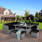 Costway 7 PCS Patio Rattan Dining Set Sectional Sofa Couch Ottoman - See Details