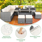 Costway 7 PCS Patio Rattan Dining Set Sectional Sofa Couch Ottoman - See Details