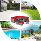 Costway 7 PCS Patio Rattan Dining Set Sectional Sofa Couch Ottoman - See Details