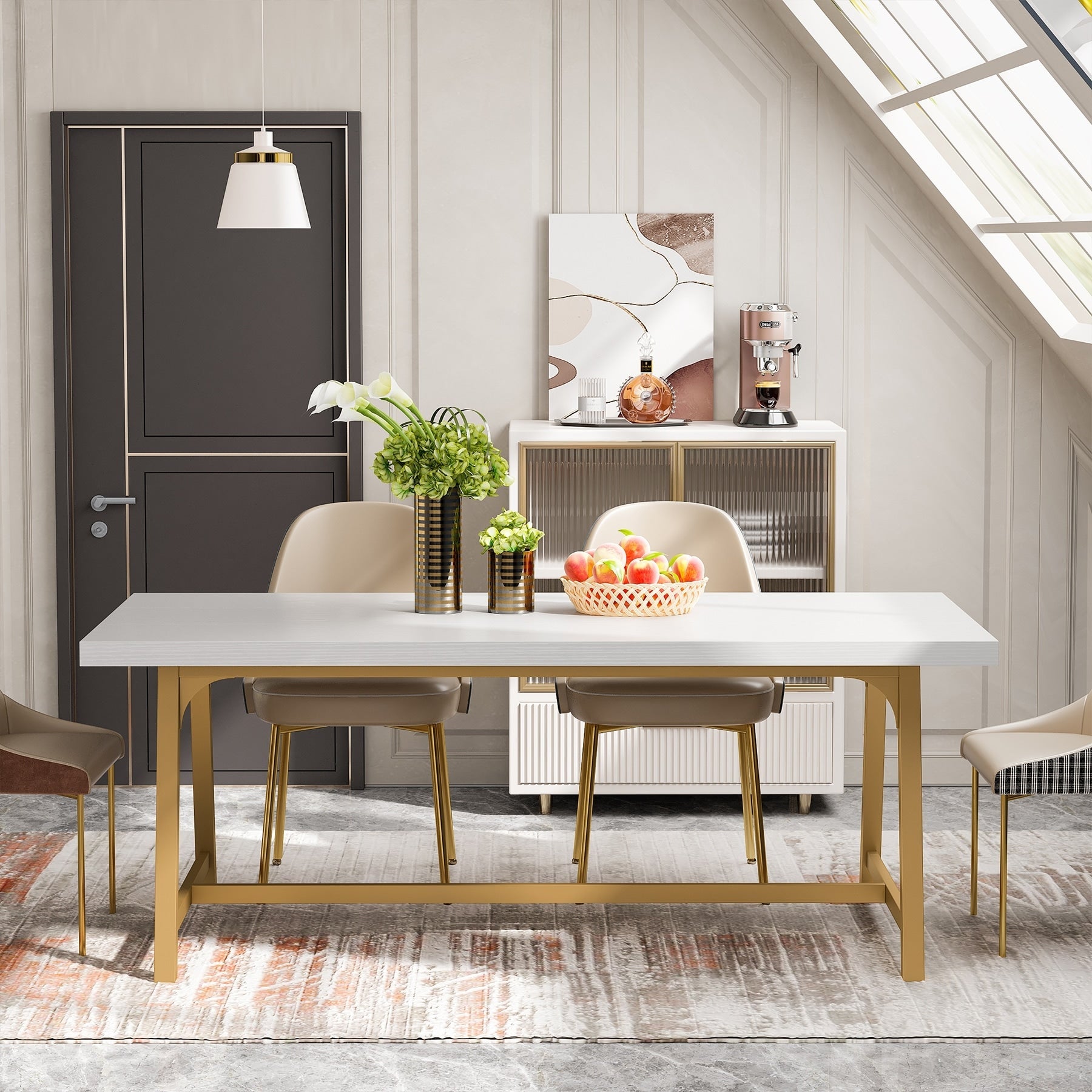 Table de salle à manger pour 8 personnes, table de cuisine rectangulaire en bois de 180 cm (70,87 pouces).