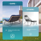 Fauteuil Papasan double deux places avec coussin, en rotin PE résistant aux intempéries et structure en métal pour intérieur et extérieur