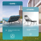 Fauteuil Papasan double deux places avec coussin, en rotin PE résistant aux intempéries et structure en métal pour intérieur et extérieur