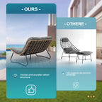 Fauteuil Papasan double deux places avec coussin, en rotin PE résistant aux intempéries et structure en métal pour intérieur et extérieur