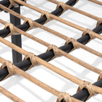 Fauteuil Papasan double deux places avec coussin, en rotin PE résistant aux intempéries et structure en métal pour intérieur et extérieur