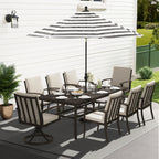 EGEIROS LIFE AluLux 9-Piece Aluminum Patio Dining Set with 2 Swivel Dining Chairs, 6 Dining Chairs and Washable Cushions