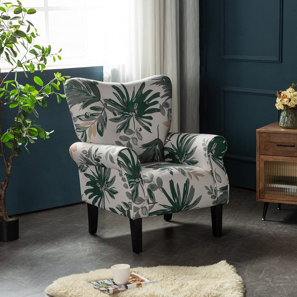 Fauteuil d'appoint moderne Erommy, fauteuil à dossier haut, canapé une place capitonné en tissu avec pieds en bois pour salon