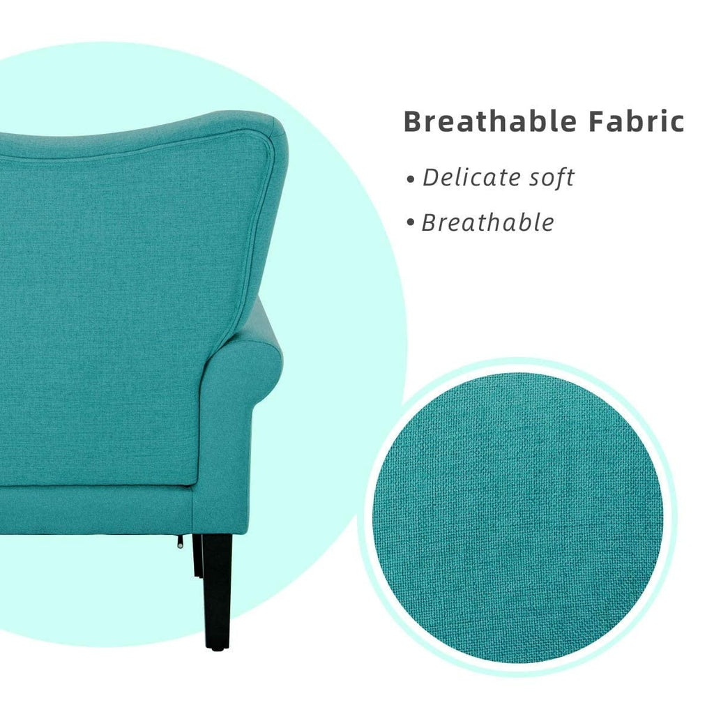 Fauteuil d'appoint moderne Erommy, fauteuil à dossier haut, canapé une place capitonné en tissu avec pieds en bois pour salon