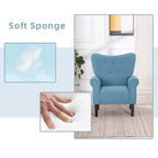 Fauteuil d'appoint moderne Erommy, fauteuil à dossier haut, canapé une place capitonné en tissu avec pieds en bois pour salon