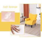 Fauteuil d'appoint moderne Erommy, fauteuil à dossier haut, canapé une place capitonné en tissu avec pieds en bois pour salon