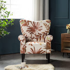 Fauteuil d'appoint moderne Erommy, fauteuil à dossier haut, canapé une place capitonné en tissu avec pieds en bois pour salon