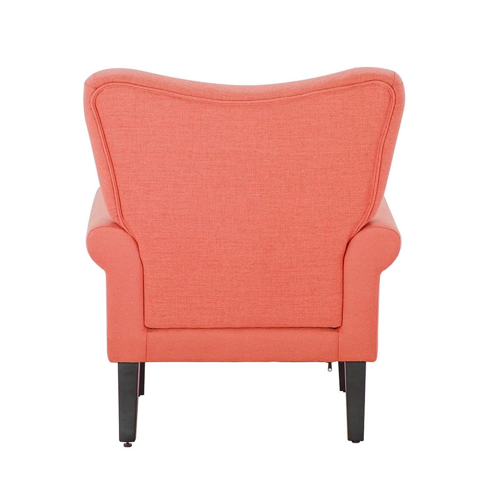 Fauteuil d'appoint moderne Erommy, fauteuil à dossier haut, canapé une place capitonné en tissu avec pieds en bois pour salon