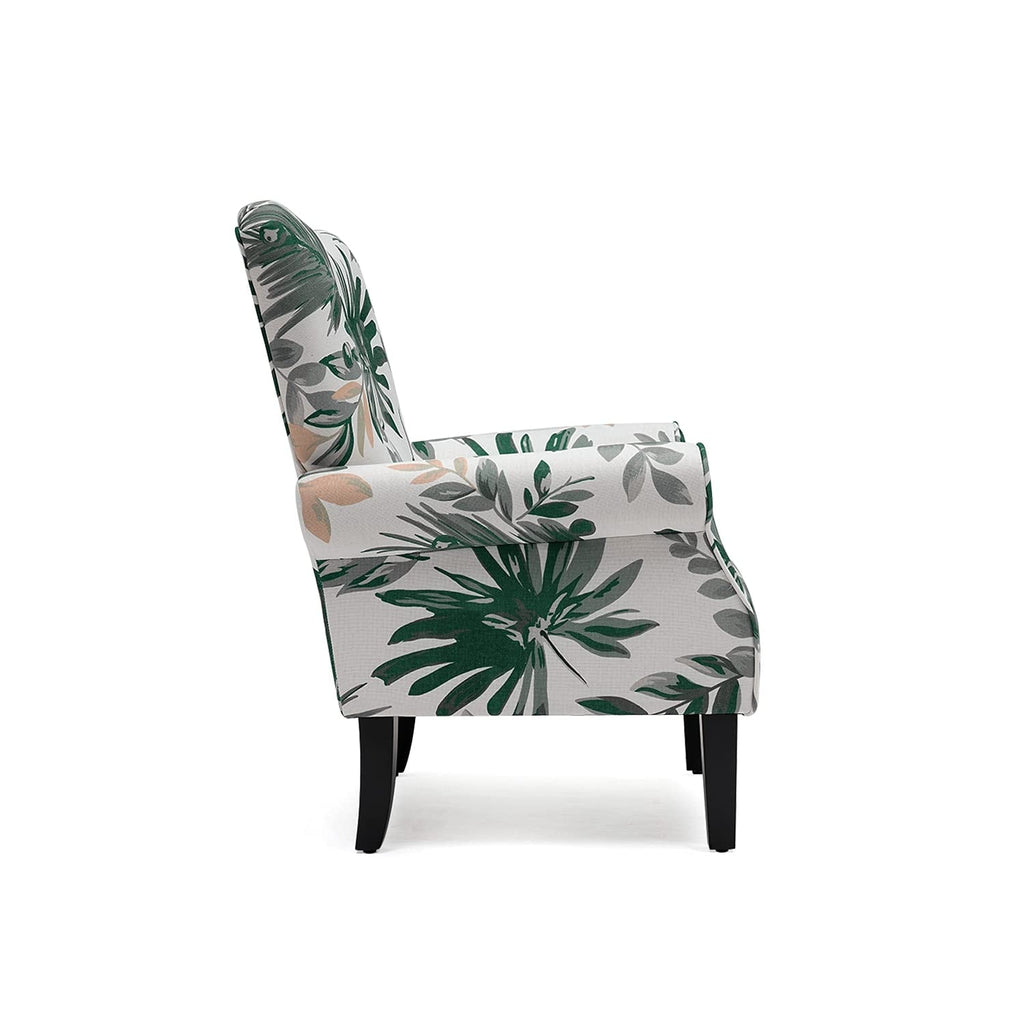 Fauteuil d'appoint moderne Erommy, fauteuil à dossier haut, canapé une place capitonné en tissu avec pieds en bois pour salon