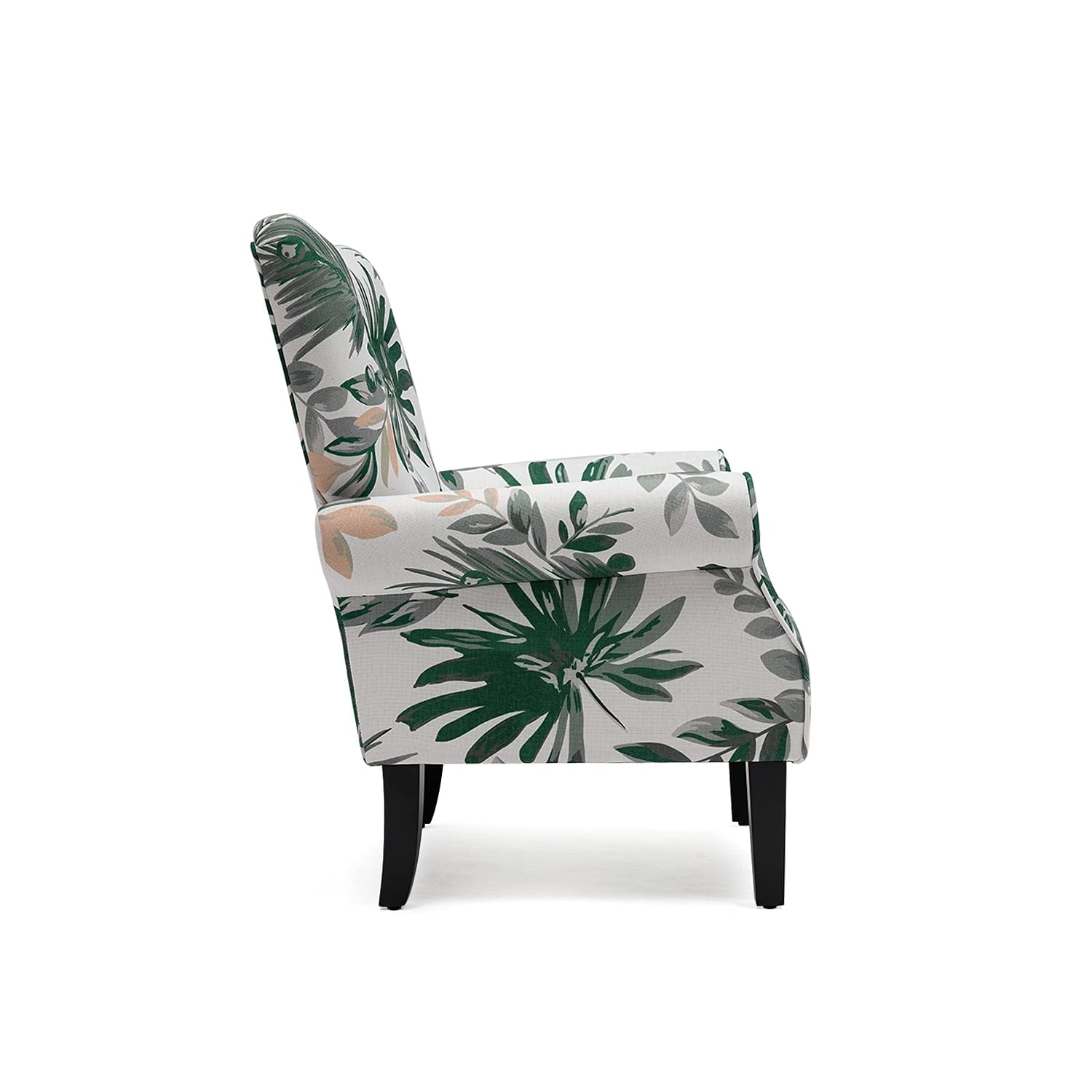Fauteuil d'appoint moderne Erommy, fauteuil à dossier haut, canapé une place capitonné en tissu avec pieds en bois pour salon