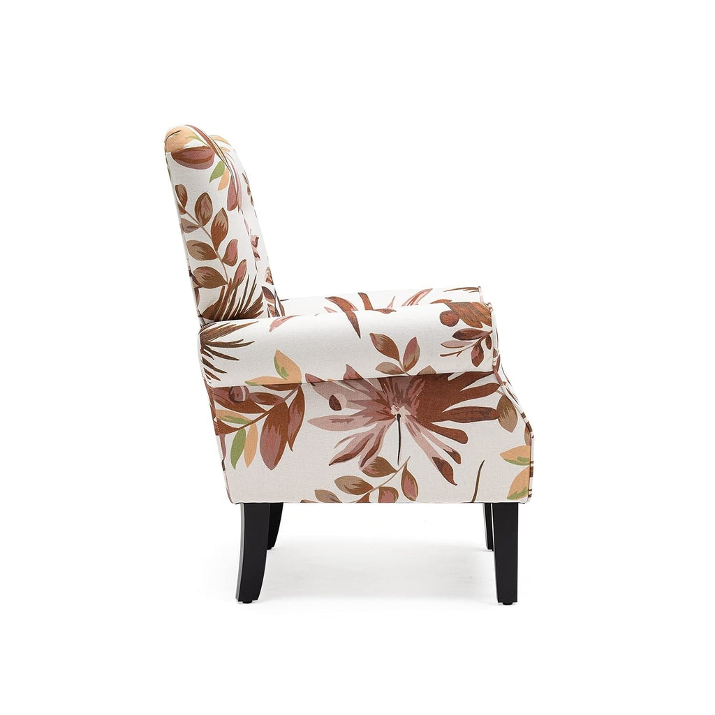 Fauteuil d'appoint moderne Erommy, fauteuil à dossier haut, canapé une place capitonné en tissu avec pieds en bois pour salon