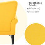 Fauteuil d'appoint moderne Erommy, fauteuil à dossier haut, canapé une place capitonné en tissu avec pieds en bois pour salon