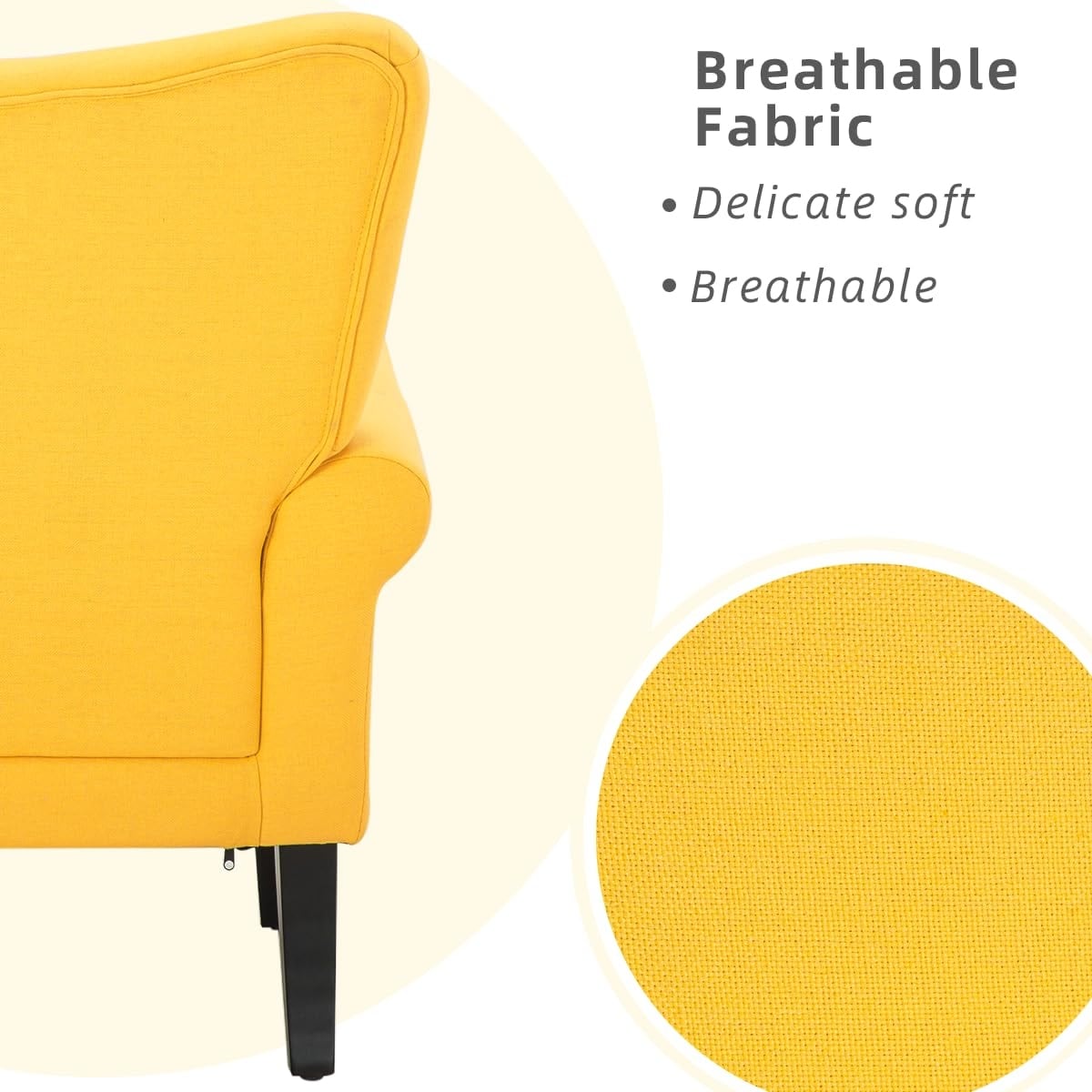 Fauteuil d'appoint moderne Erommy, fauteuil à dossier haut, canapé une place capitonné en tissu avec pieds en bois pour salon