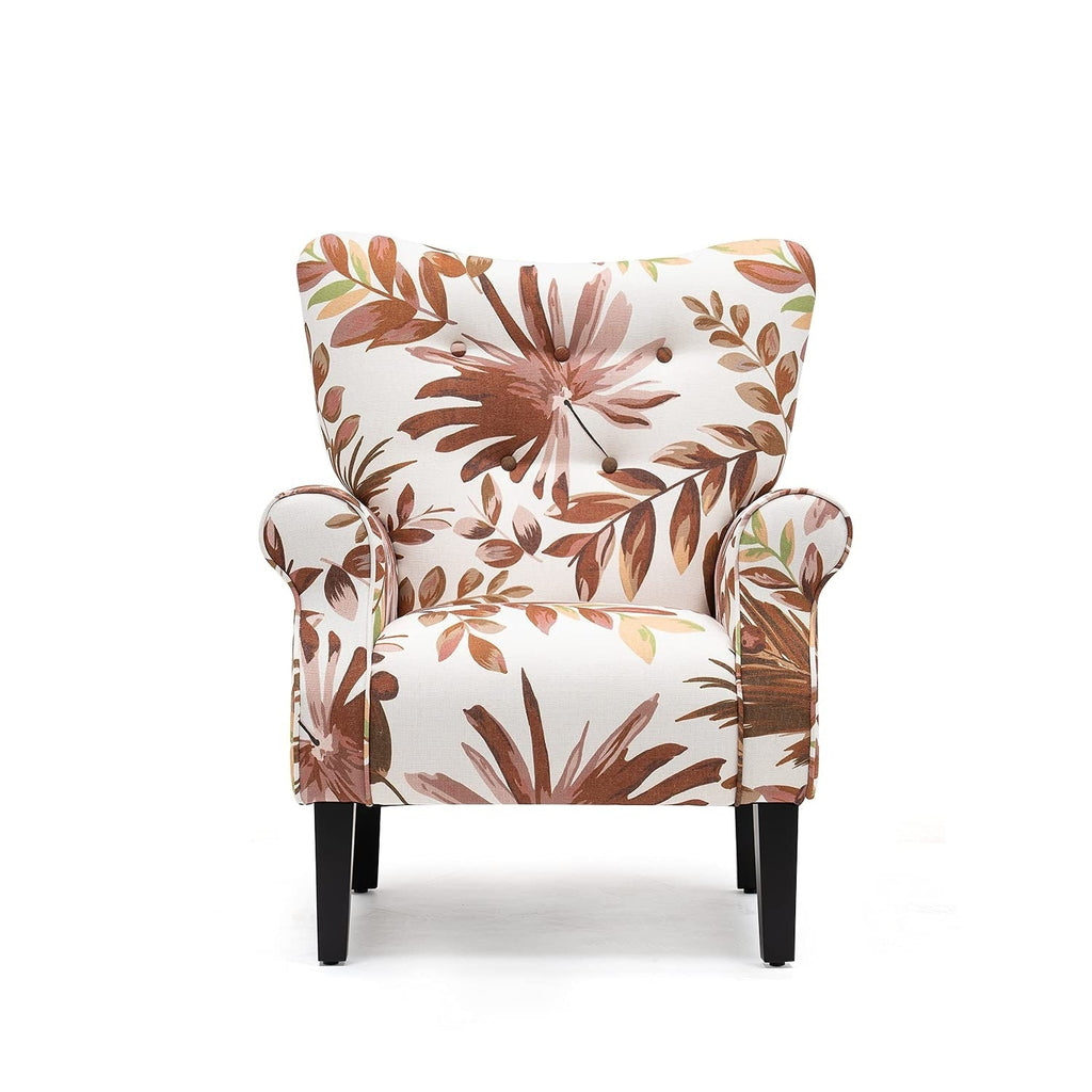 Fauteuil d'appoint moderne Erommy, fauteuil à dossier haut, canapé une place capitonné en tissu avec pieds en bois pour salon