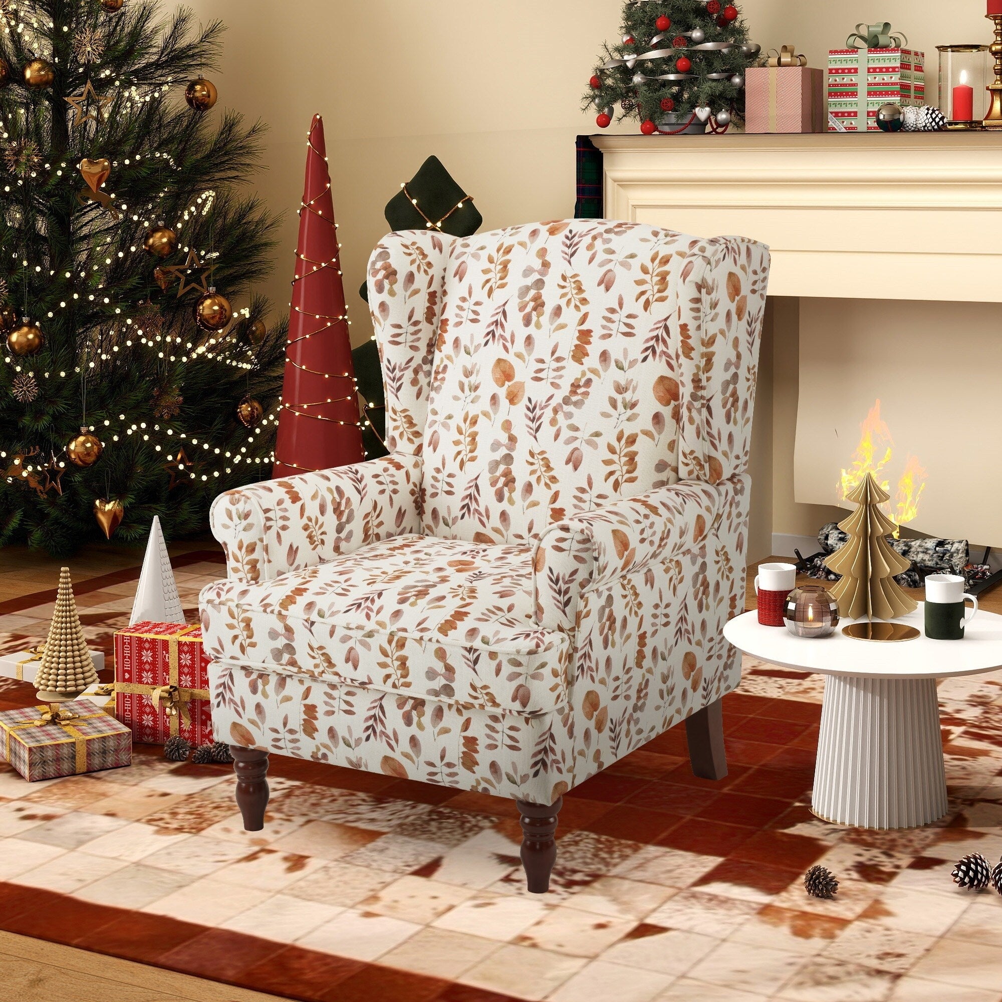 Fauteuil d'appoint moderne Erommy, fauteuil à dossier haut, canapé une place capitonné en tissu avec pieds en bois pour salon