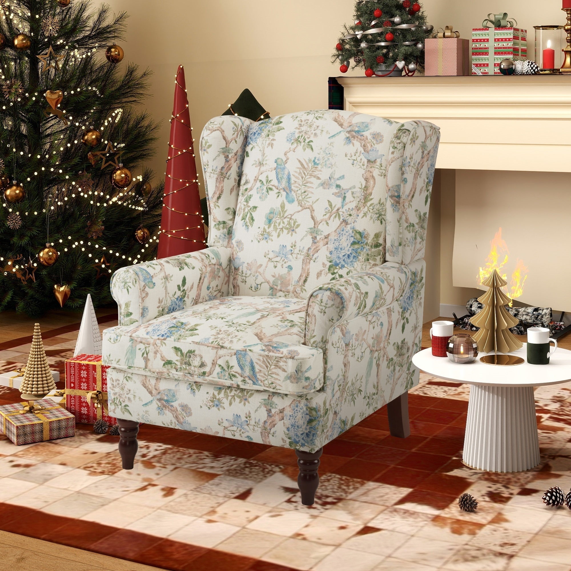 Fauteuil d'appoint moderne Erommy, fauteuil à dossier haut, canapé une place capitonné en tissu avec pieds en bois pour salon