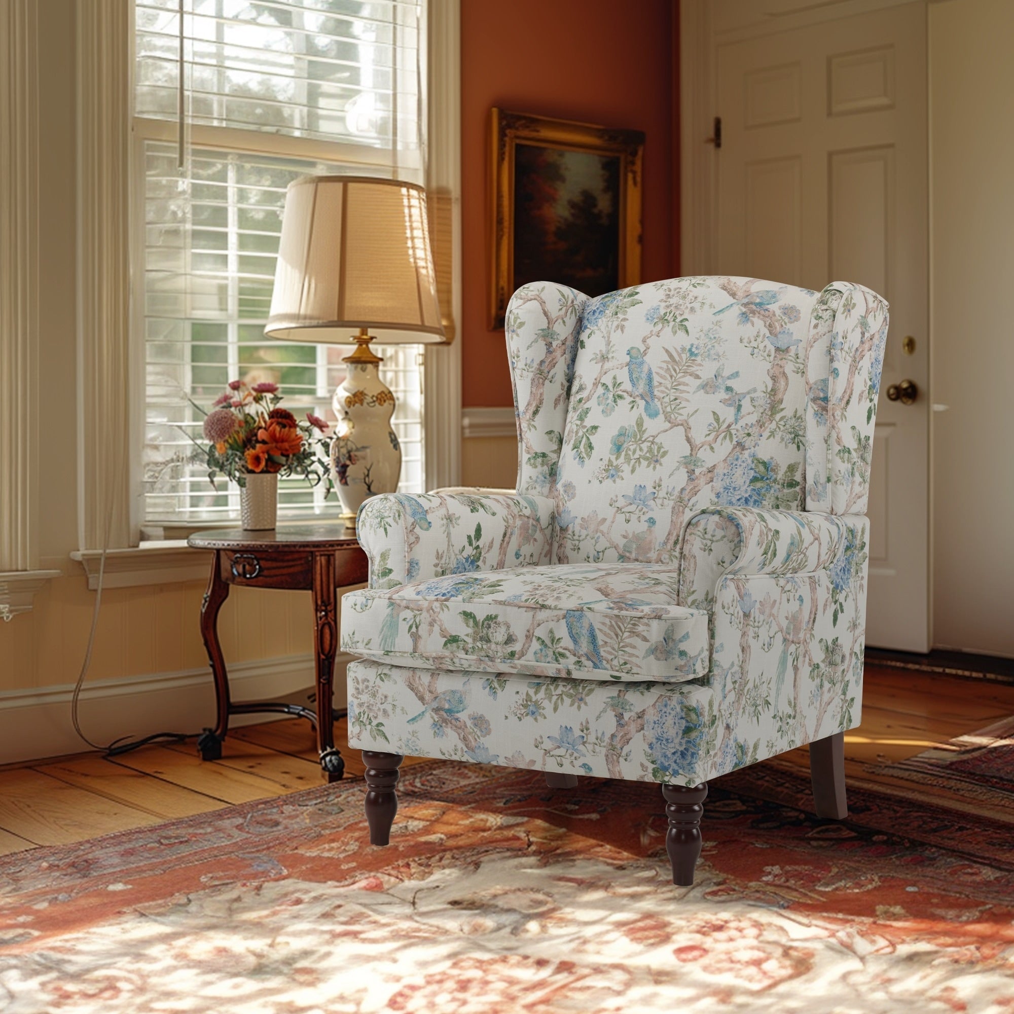 Fauteuil d'appoint moderne Erommy, fauteuil à dossier haut, canapé une place capitonné en tissu avec pieds en bois pour salon