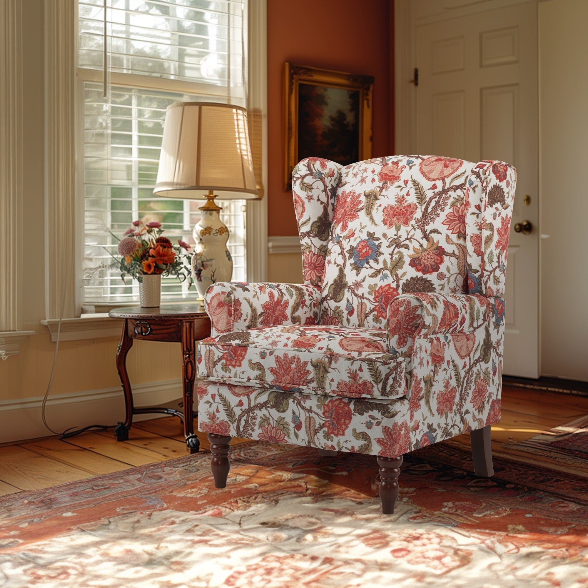 Fauteuil d'appoint moderne Erommy, fauteuil à dossier haut, canapé une place capitonné en tissu avec pieds en bois pour salon