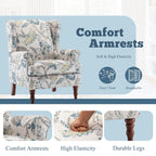 Fauteuil d'appoint moderne Erommy, fauteuil à dossier haut, canapé une place capitonné en tissu avec pieds en bois pour salon