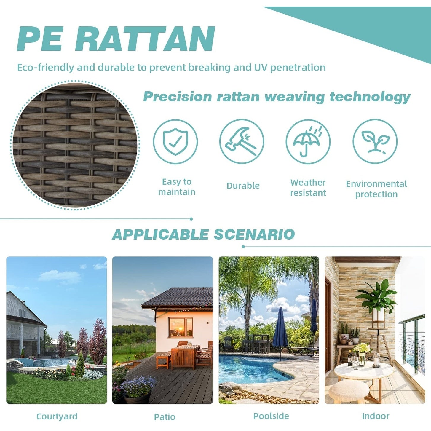 Ensemble de chaises de patio pivotantes à 360° Erommy Outdoor avec coussins épais et table basse en verre trempé pour jardin.