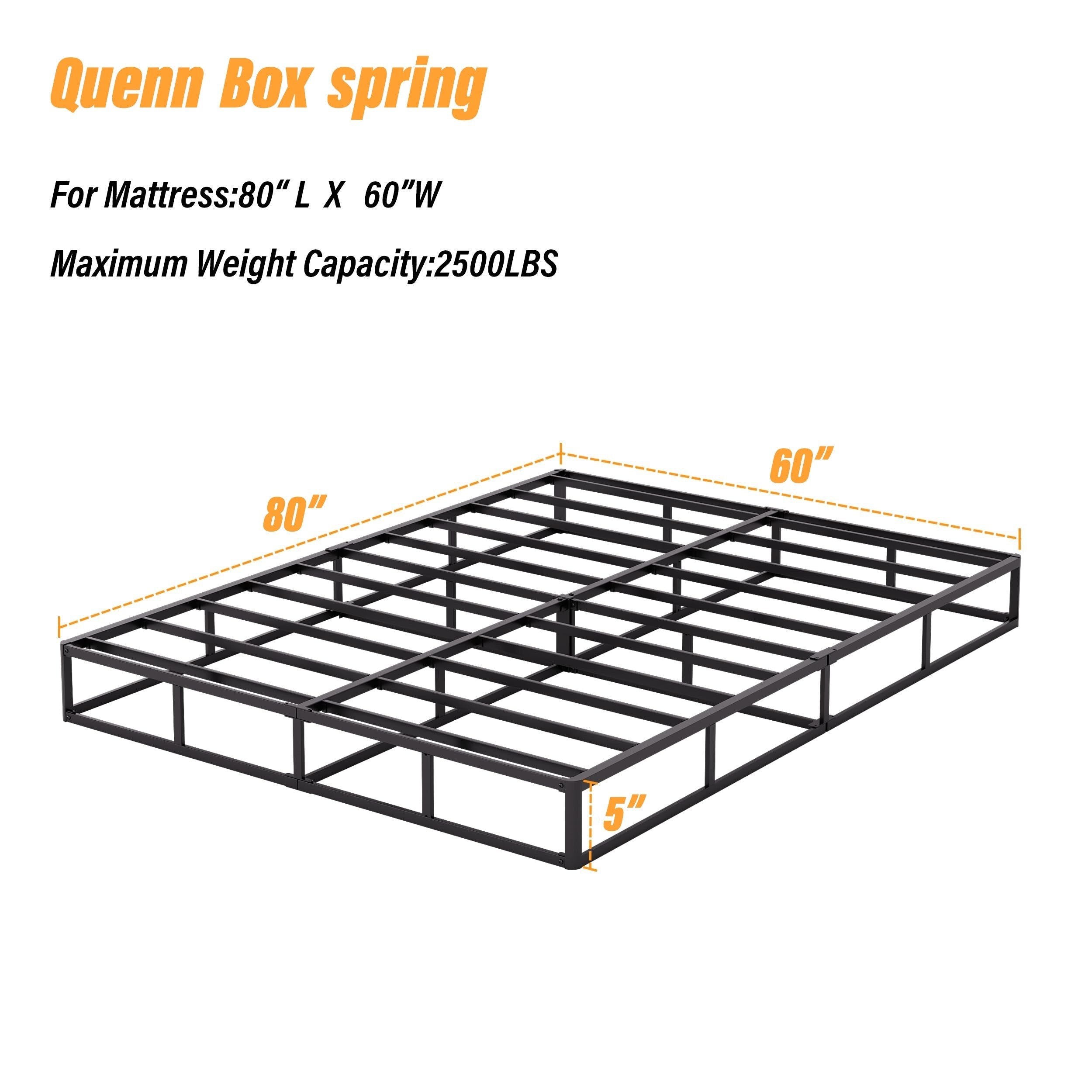 Ressort métallique extra-plat de 12,7 cm (5 pouces), structure robuste avec revêtement gris
