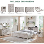 Commode en bois de style campagnard à 5 tiroirs de 48 pouces de haut, idéale pour une chambre à coucher.